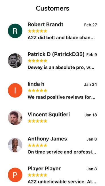 Five-star customer reviews for A2Z Services on Nextdoor